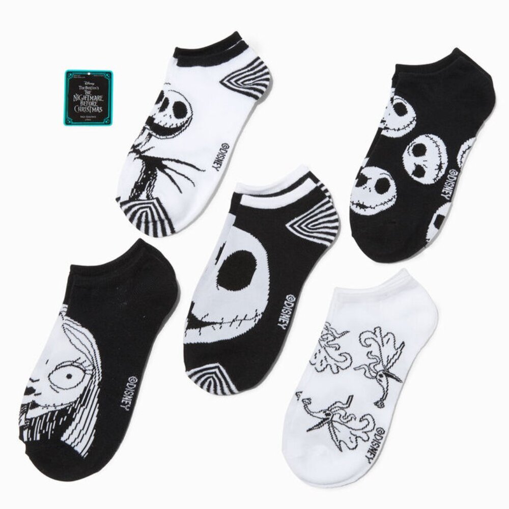 NEW Nightmare Before Christmas No Show Black and White Ankle Socks Womens 4-10
